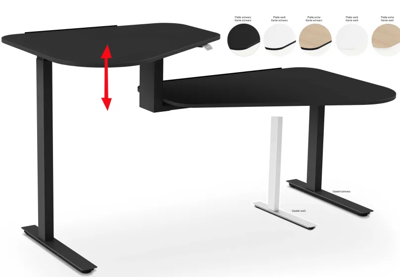 Outlet Active Desk Stehschreibtisch höhenverstellbar in 3 Farben Schreibtische