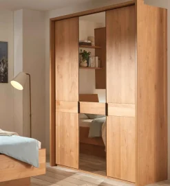 Outlet Cardiff Erle Kleiderschrank mit Glastüren Drehtürenschränke