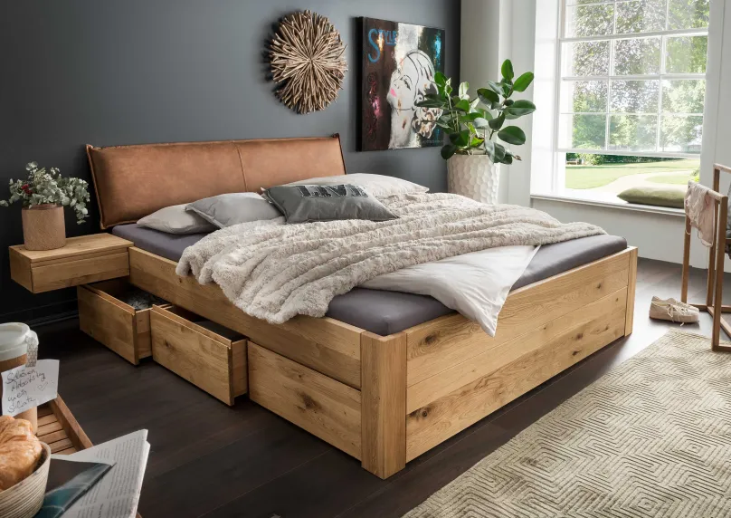 Hot Cleveland Bett 160x200 mit Bettkasten Massivholzbett