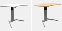 Discount Stehschreibtisch höhenverstellbar trapezförmig buche o. weiß Schreibtische