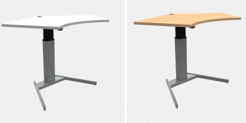Discount Stehschreibtisch höhenverstellbar trapezförmig buche o. weiß Schreibtische