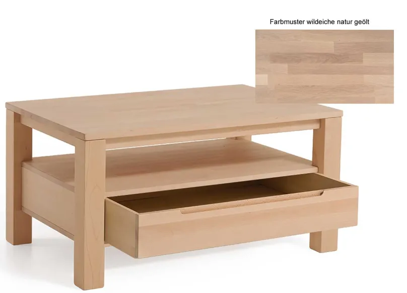 Online Couchtisch wildeiche massiv mit Schublade Couchtische