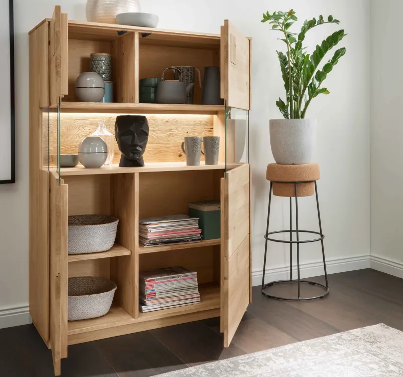 Outlet Davos Highboard Massivholz wildeiche Highboards|Anrichten