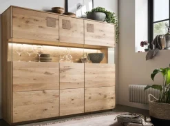 Outlet Davos Highboard Massivholz wildeiche Highboards|Anrichten