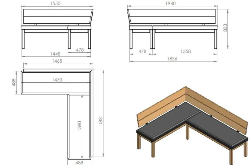 New Eckbank mit Tisch und Stühle günstig Essgruppen
