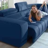 Best Ecksofa blau Samt Ecksofas