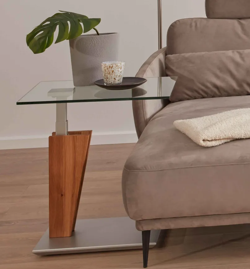 Clearance 5631 Glas Beistelltisch mit Rollen Beistelltische|Couchtische