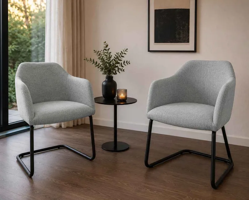 Outlet Grauer Schwingsessel 2er Set Schwingstühle|Stühle