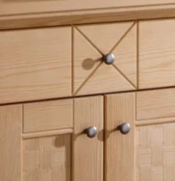 New Highboard 2-türig mit 3 Schubladen Vienna Pinie massiv Highboards|Sideboards