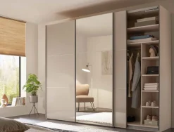 Sale Includo Kleiderschrank Hochglanz mit Spiegel Schwebebetürenschränke