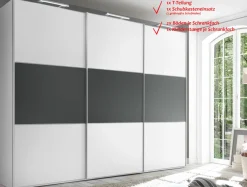 Discount Includo Kleiderschrank weiß grau Schwebebetürenschränke