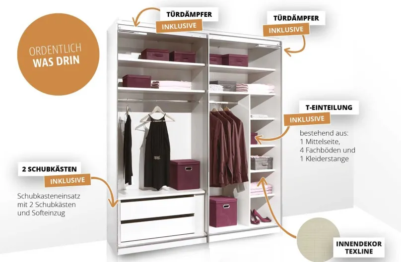 Online Includo Schwebetürenschrank mit Spiegel Schwebebetürenschränke