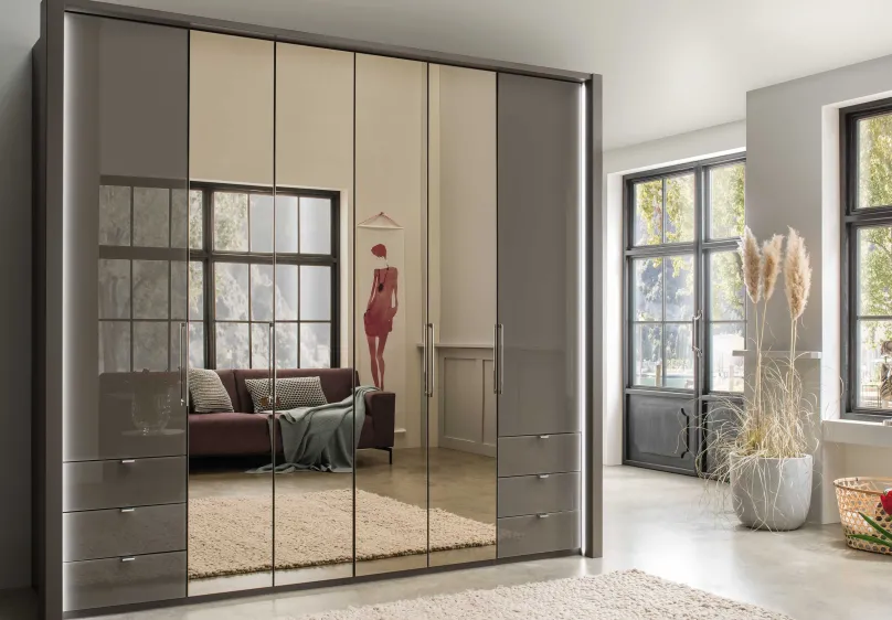 Kansas Kleiderschrank mit Schubladen 300 cm Falttürenschränke