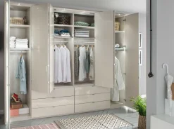 Outlet Kansas Kleiderschrank mit Schubladen 250 cm Falttürenschränke