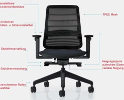 Best Koplus Tonique ergonomischer Bürosessel schwarz mit vielen Funktionen Bürostühle Ergonomisch