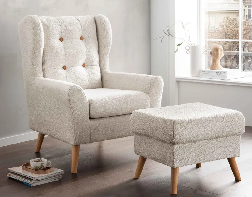Discount Lyon Ohrensessel mit Hocker Sessel