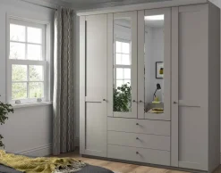 Clearance Marlow Kleiderschrank mit Spiegel und Schubladen Drehtürenschränke