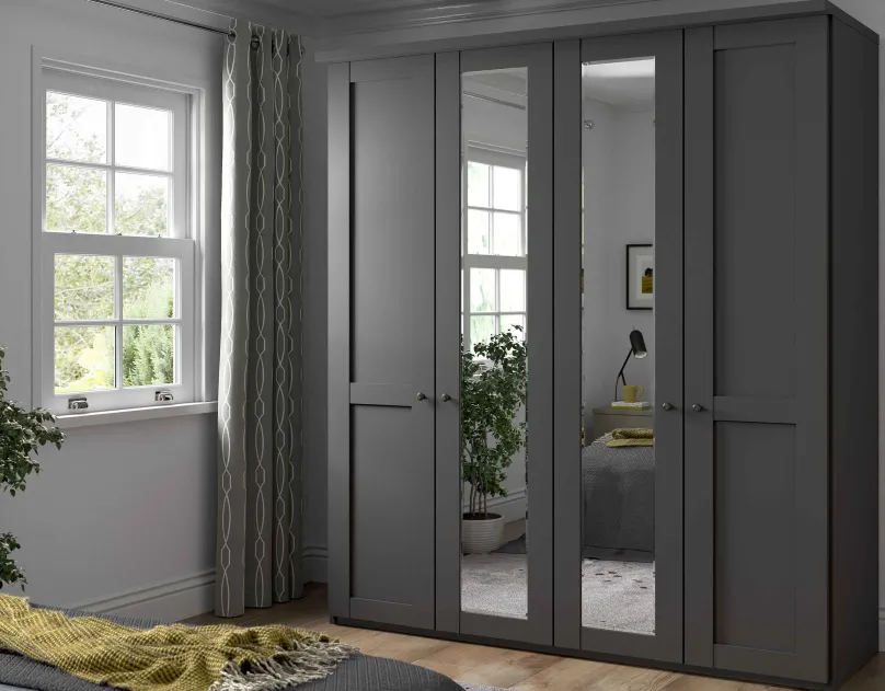 Sale Marlow Landhaus Kleiderschrank mit Spiegel Drehtürenschränke