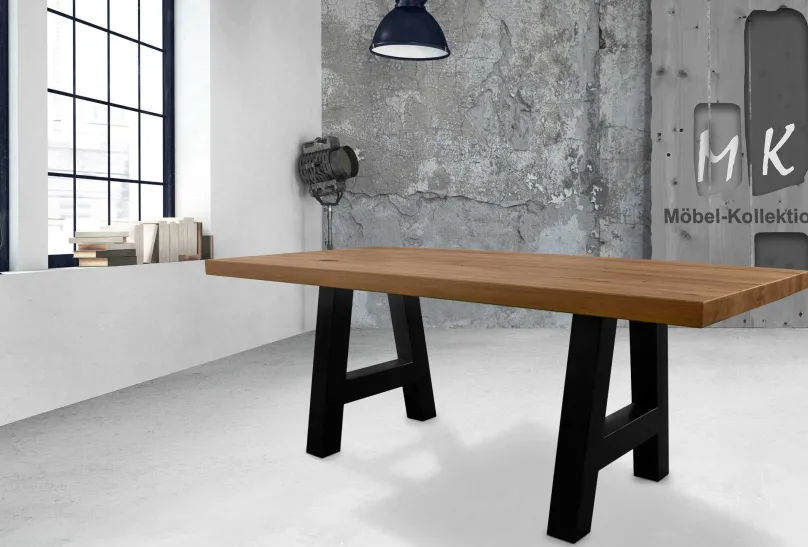 Clearance Massiver Esstisch wildeiche industial Retro Esstische|Esstische