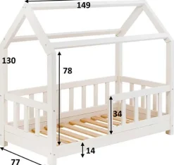 New Massivholz Kinderbett mit Himmelaufbau in 3 Größen Kinder Kinderbett
