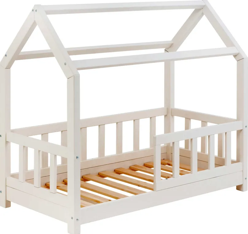 New Massivholz Kinderbett mit Himmelaufbau in 3 Größen Kinder Kinderbett
