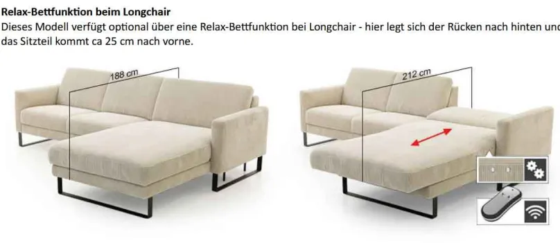 Clearance Maximilian Sofa mit Sitztiefenverstellung Schlafsofa|Ecksofas