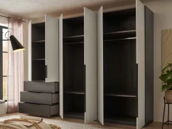 New Nuka Kleiderschrank grau Drehtürenschränke