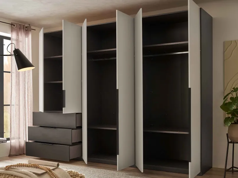 New Nuka Kleiderschrank grau Drehtürenschränke