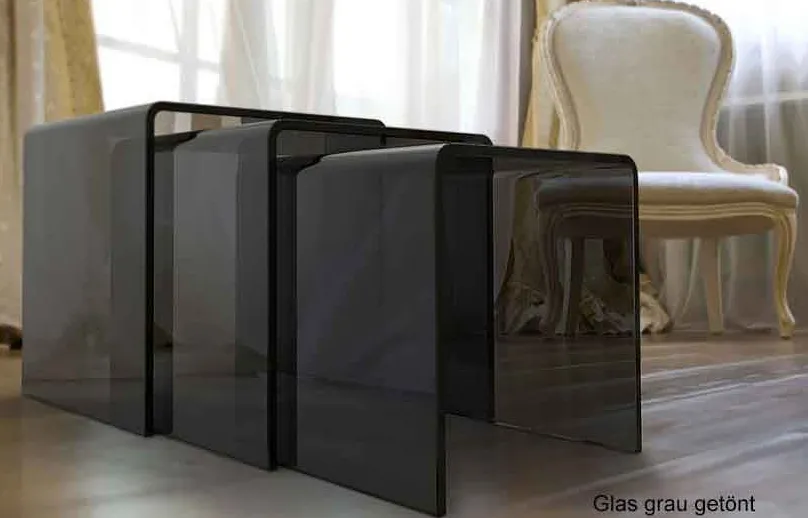 Hot Olivea Beistelltisch Glas 3er Set Beistelltische