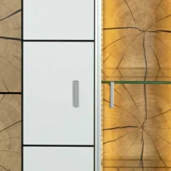 Hot Orbano white TV Unterschrank mit Hirnholz Applikation weiß / alteiche Sideboards|Tv Möbel