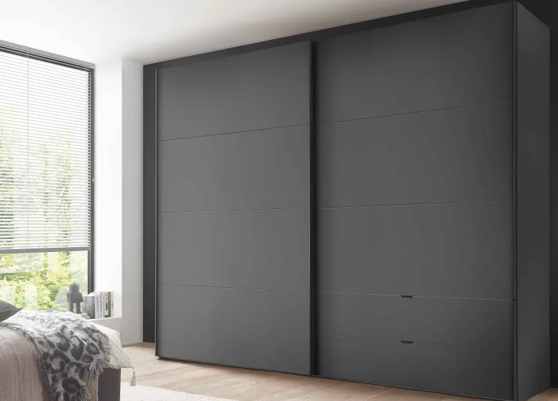 Outlet Paros Kleiderschrank mit Schubladen Schwebebetürenschränke