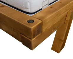 Best Powerwood rustikales Balkenbett massiv Eicheoptik Massivholzbett