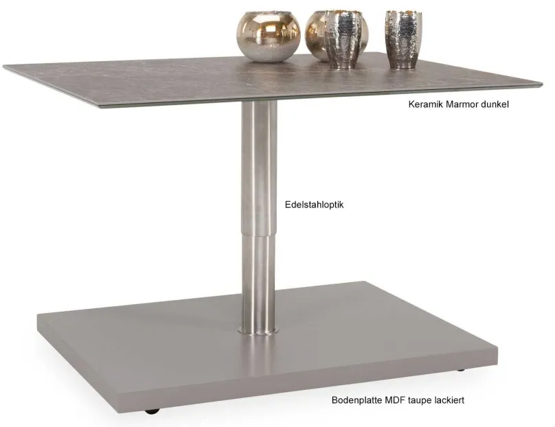K736 Couchtisch höhenverstellbar Keramik Glas individuell Couchtische