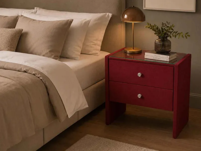 Clearance Roter Nachttisch für Boxspringbett Nachtkommode