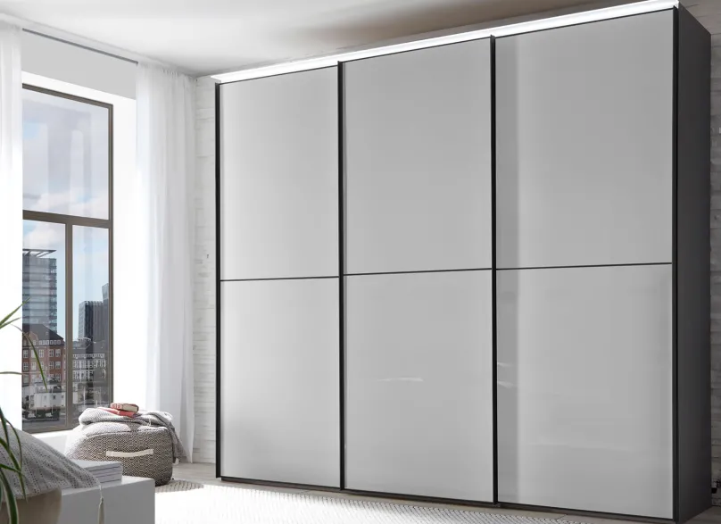 Clearance Satino Linea Kleiderschrank Glas matt Schwebebetürenschränke