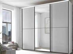 New Satino Linea Schrank mit Spiegel Schwebebetürenschränke