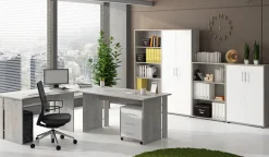 Outlet Saturn Büroeinrichtung in Beton-Optik komplett Büromöbel Sets