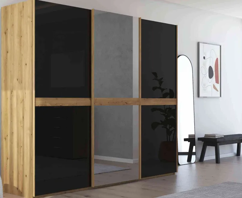 Discount Scale Slide Line Schwebetürenschrank mit Glastüren Schwebebetürenschränke