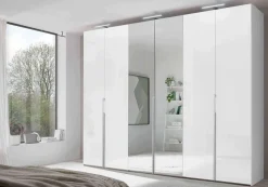 Clearance Sinfonie Plus Nova Kleiderschrank weiß mit Spiegel Drehtürenschränke