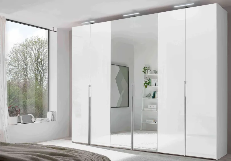 Clearance Sinfonie Plus Nova Kleiderschrank weiß mit Spiegel Drehtürenschränke