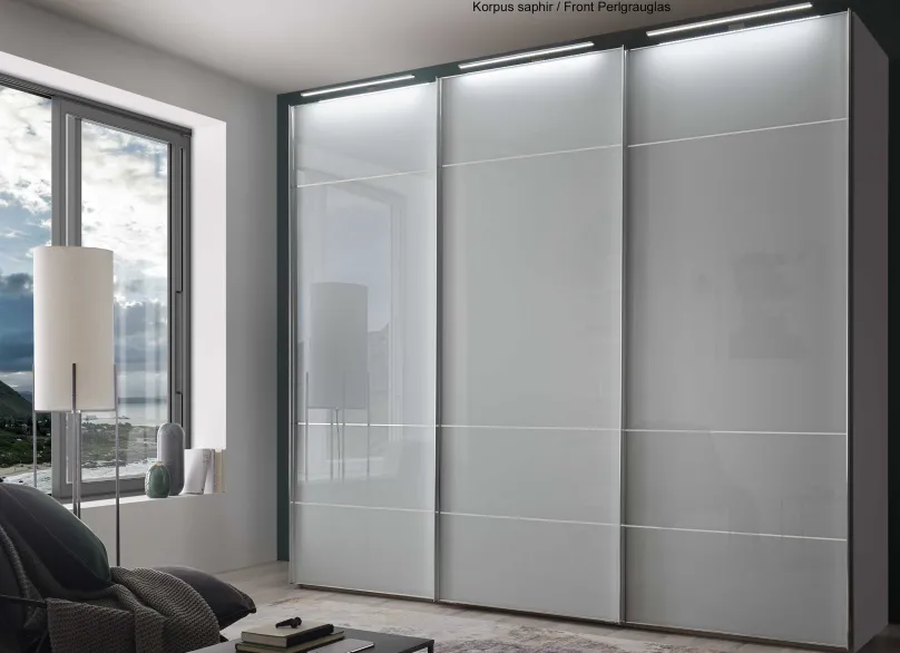 Hot Sonate Lucca Glas Kleiderschrank B373 cm Schwebebetürenschränke