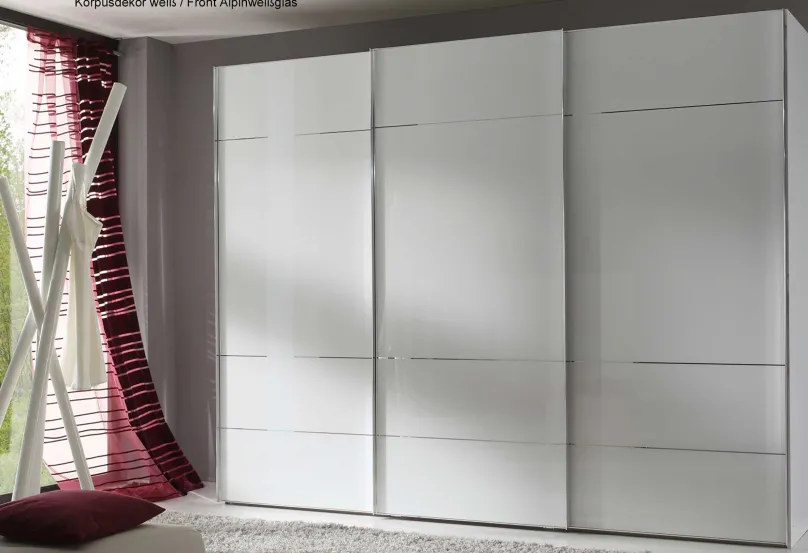 Hot Sonate Lucca Glas Kleiderschrank B373 cm Schwebebetürenschränke