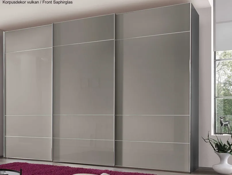 Hot Sonate Lucca Glas Kleiderschrank B373 cm Schwebebetürenschränke