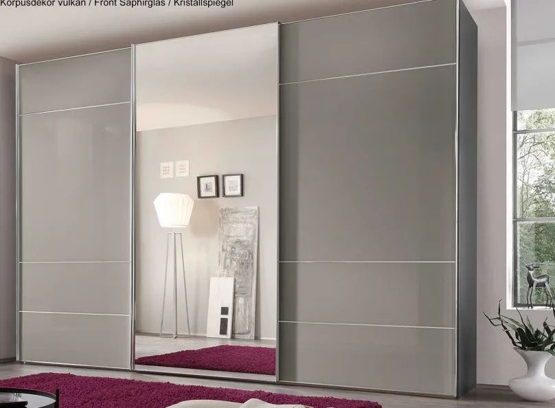 Outlet Sonate Lucca Kleiderschrank mit Spiegel B336 cm Schwebebetürenschränke