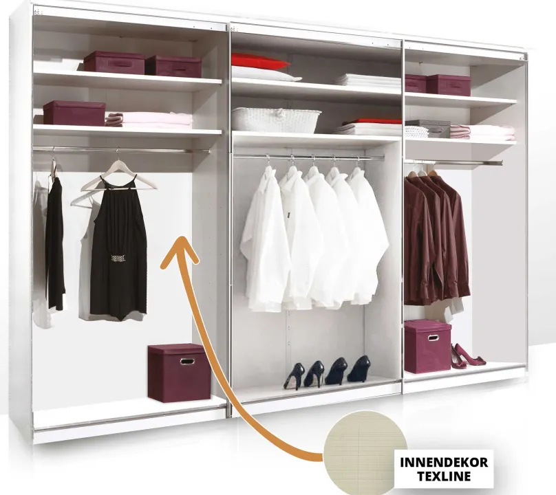 New Sonate Lucca Kleiderschrank 3m Schwebebetürenschränke
