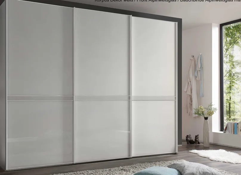 Clearance Sonate Pesaro Kleiderschrank Glas B280 cm Schwebebetürenschränke