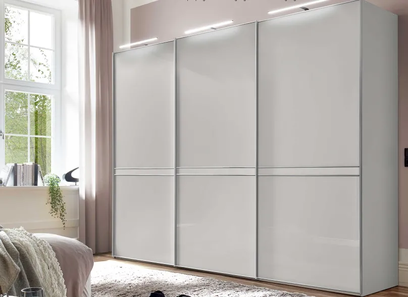 Clearance Sonate Pesaro Kleiderschrank Glas B280 cm Schwebebetürenschränke