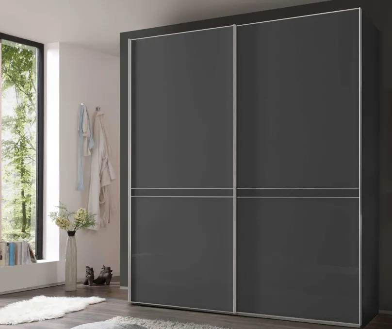 Hot Sonate Pesaro Kleiderschrank mit Glastüren B167 cm Schwebebetürenschränke