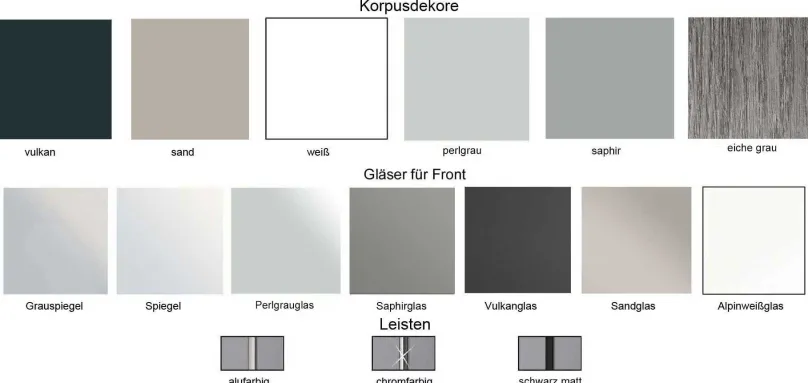 Outlet Sonate Rom Kleiderschrank Glastüren B280 cm Schwebebetürenschränke