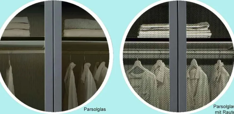 Clearance Split Kleiderschrank Glas durchsichtig Drehtürenschränke